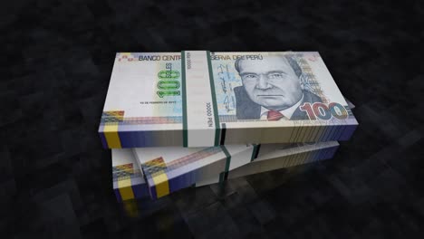 soles peruanos dinero pilas de billetes animación