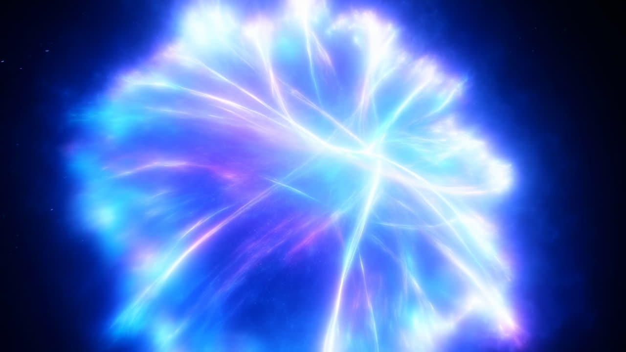 Campo di energia astratto blu e viola che pulsa nello spazio oscuro
