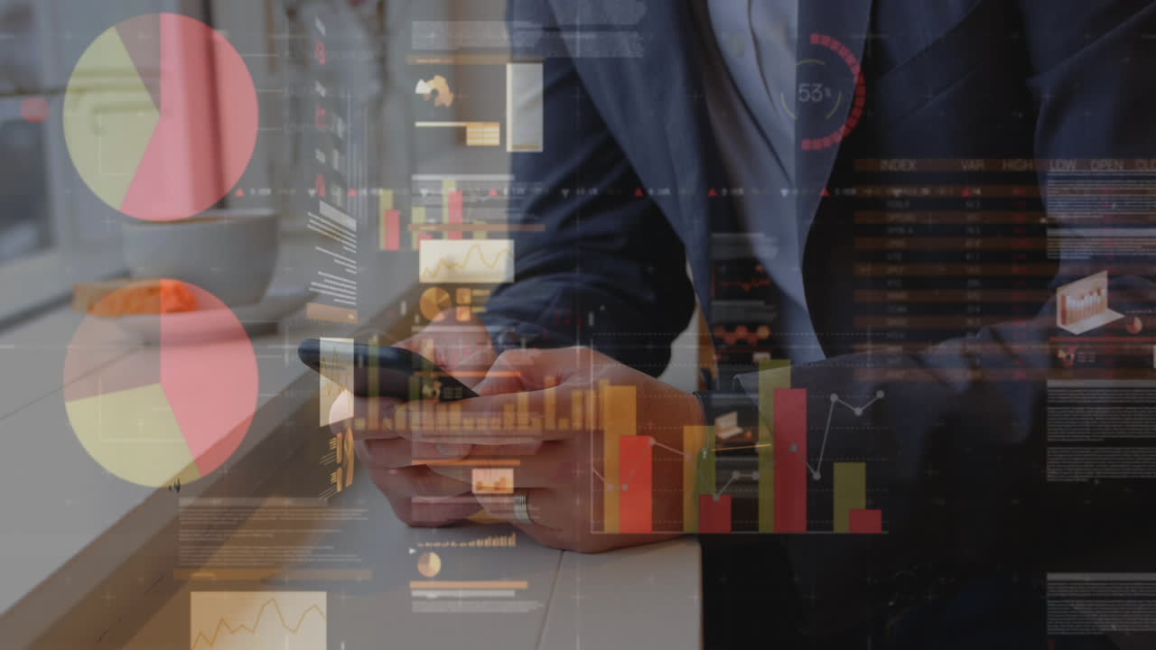 animación de estadísticas y procesamiento de datos sobre el hombre utilizando un teléfono inteligente