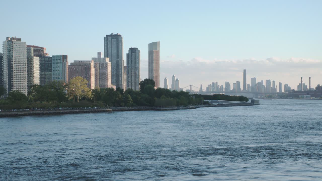 Establishing shot of Hunter's Point, Queens. Shot in Long Island City along the East River