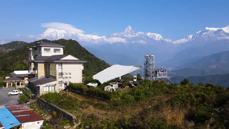 Zipline-Takeoff-Station-With-Stunning-Scenery-Of-Annapurna-Mountain-Range-And-Mount-Machhapuchhre-In-Pokhara,-Nepal