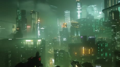 ciudad cyberpunk futurista por la noche