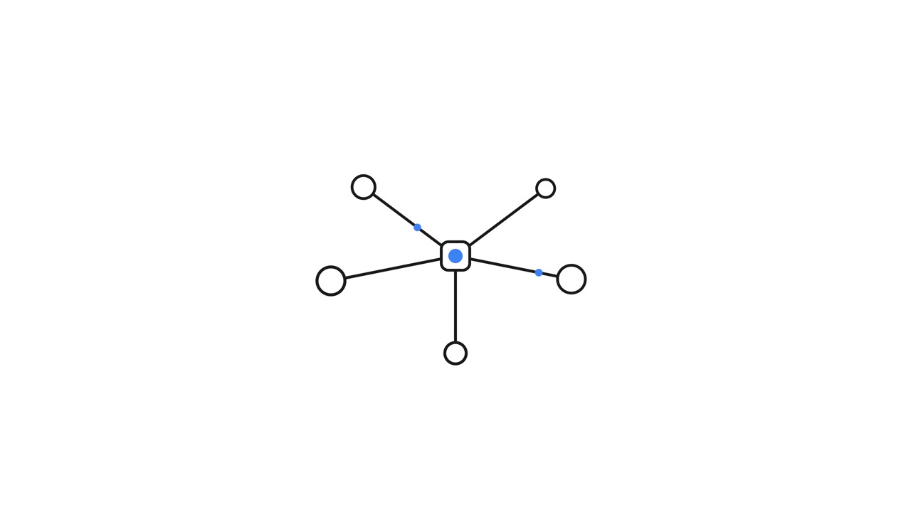 Animated Network Diagram Expanding from Central Hub