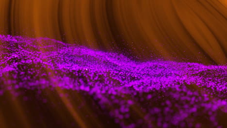 animation of glowing purple mesh over brown trail background