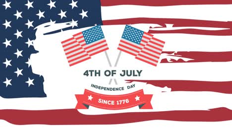 animation of 4th of july independence day text over american flag