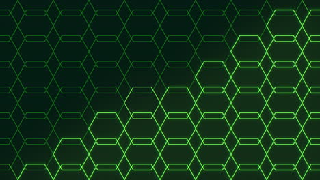 green neon hexagons pattern on black gradient