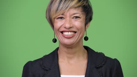 happy mature beautiful multi-ethnic businesswoman