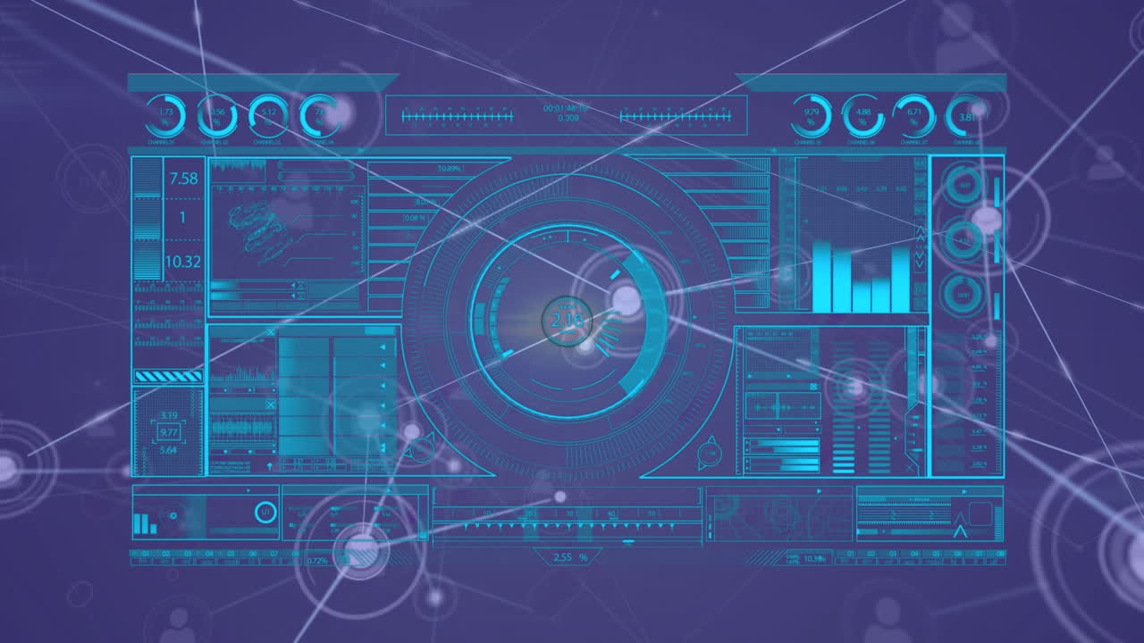 Animation of scope scanning with data processing over network of connections
