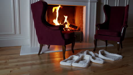 cozy living room with fireplace and armchairs