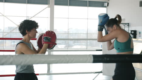 female boxers training in boxing ring