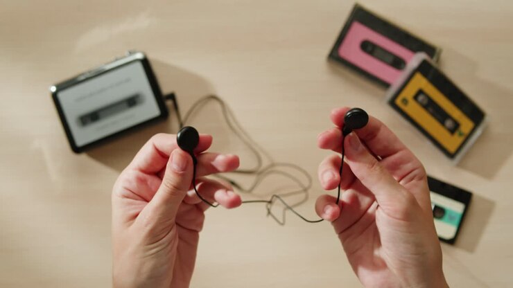 Vintage Headphones and Cassette Tapes