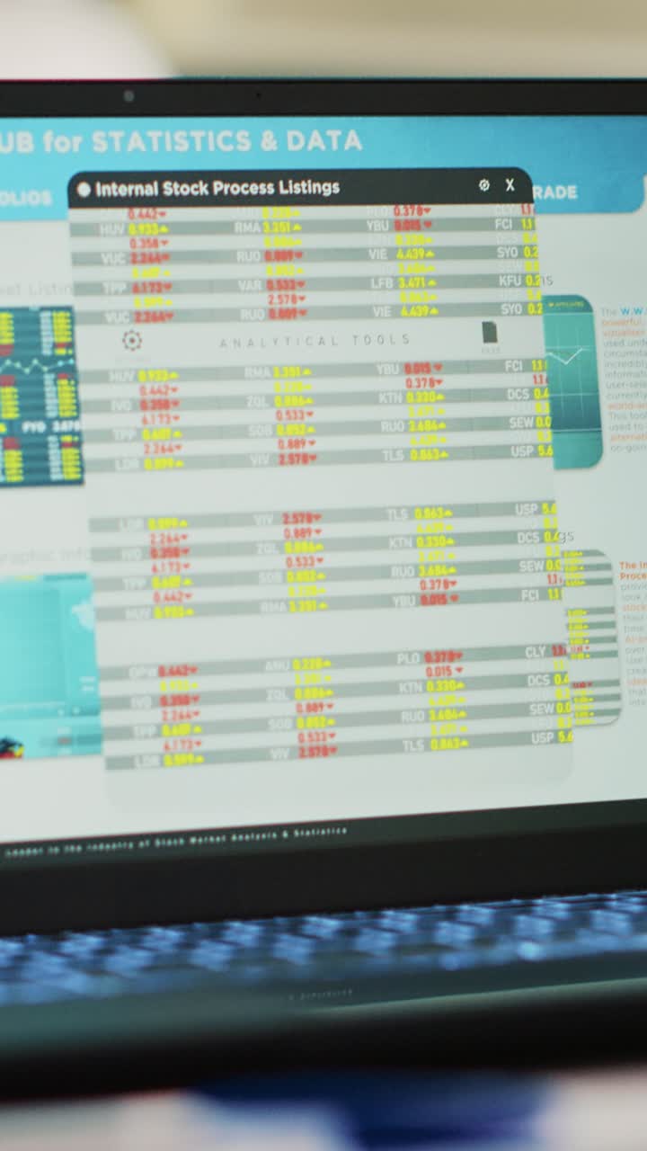 Vertical video Hedge fund portfolio listings displayed on laptop screen