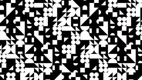 monochrome geometric mosaic.  seamless loop motion graphic background in flat style. simple pattern with animated random geometric shapes