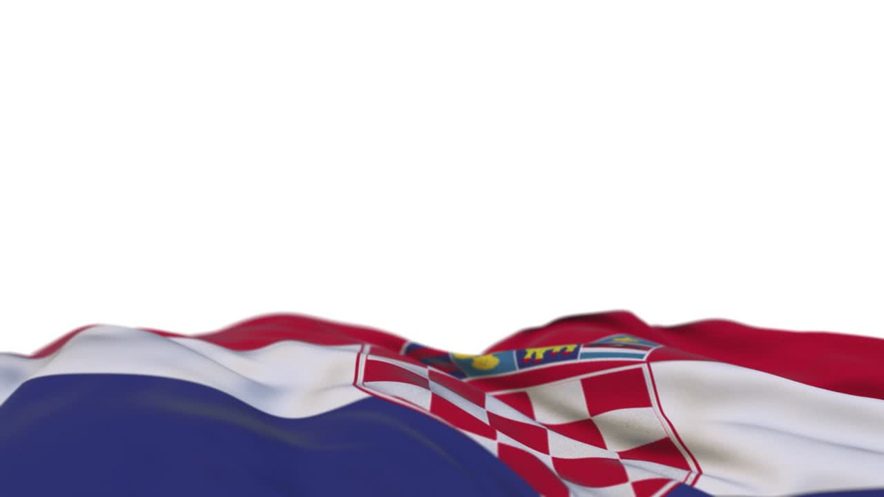 크로아티아의 발이 바람에 흔들리고, 크로아시아의 봉제가 바람에 어지고, 반 채워진 색 배경, 텍스트를 위한 장소, 20 초 루프.