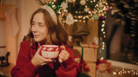 woman talking with friend while having coffee