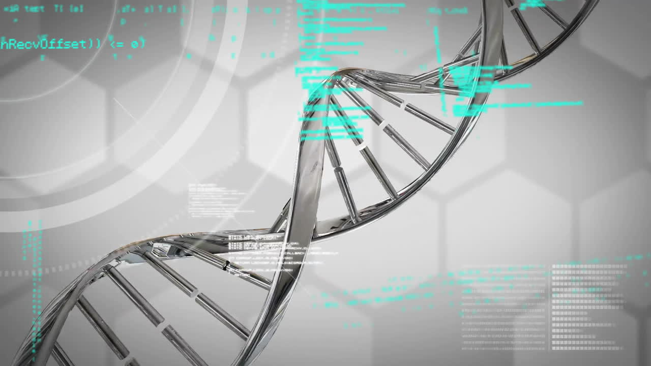 Animation of data processing over dna strand