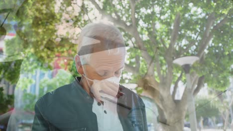 Composite-video-of-caucasian-man-coughing-against-caucasian-girl-studying-at-school