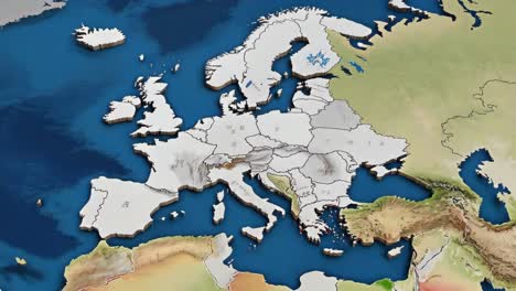 3d relief map of the european continent