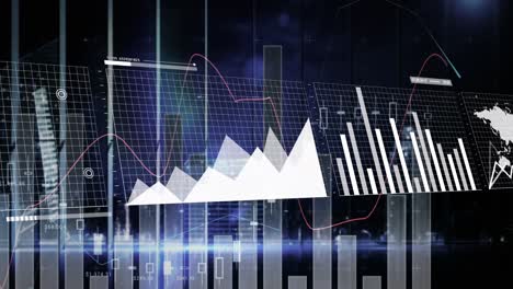 Animation-of-financial-data-processing-over-cityscape