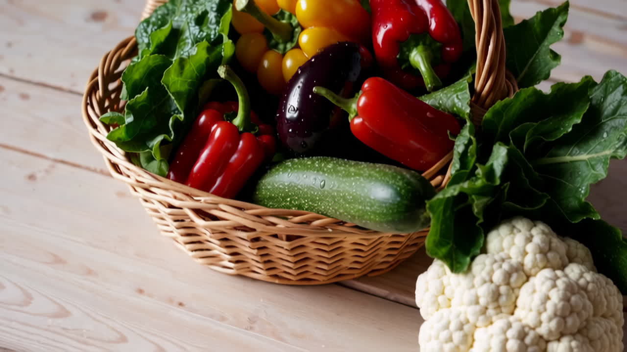 Assorted Fresh Vegetables in Basket