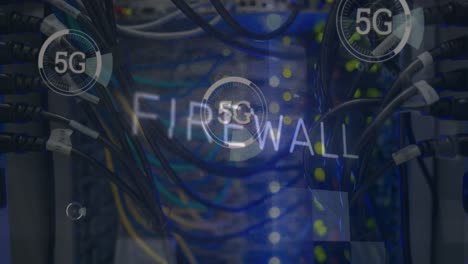 animación de 5g y cortafuegos a través de cables de servidor