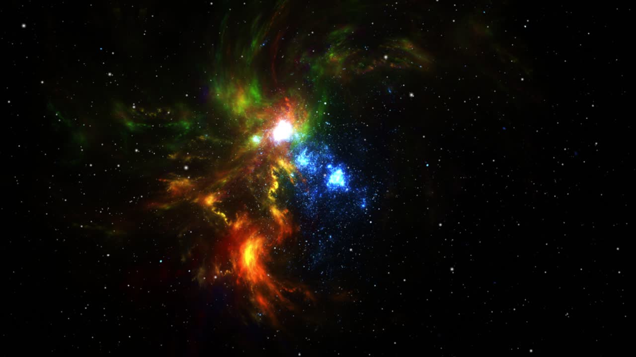 las nubes nebulosas se mueven en el universo repleto de estrellas