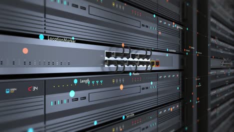 cerrar un servidor moderno en un centro de datos. un bucle sin costuras futurista.