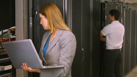 technicians working in the server room