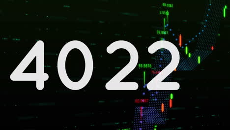 animación de número ascendente contando hasta 10000, a través de la interfaz negra de procesamiento de datos e información
