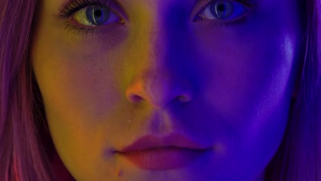 colorful neon portrait of a woman