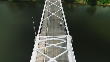 broadway bridge over arkansas river in little rock, arkansas, usa - aerial shot