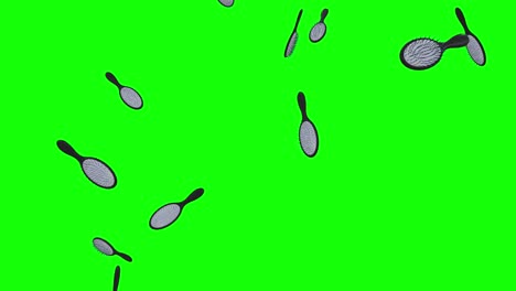 hair combs | paddle hair brush falling on green screen with alpha matte