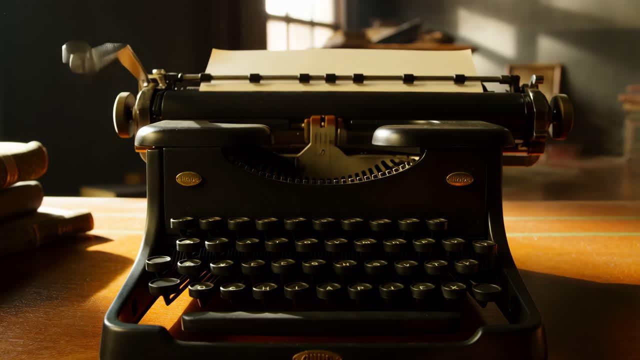 Vintage Typewriter on a Desk with Books