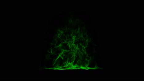 a single source of mystical green fire burns on a black background. seamlessly looping animation perfect for a fantasy bonfire, enchanted torch, or supernatural visual effect