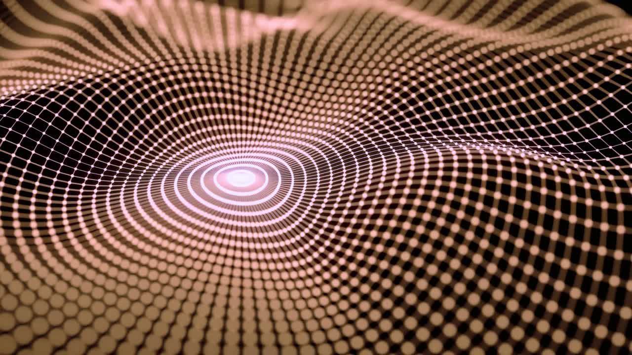 Abstract Digital Grid Network with Glowing Pulsating Waves