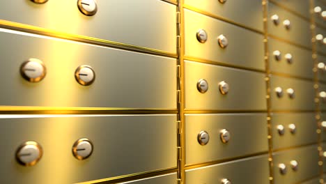 cajas de seguridad doradas en una sala de bóveda del banco, bucle sin costuras