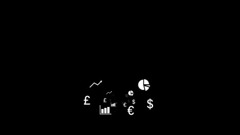 business icons on black background