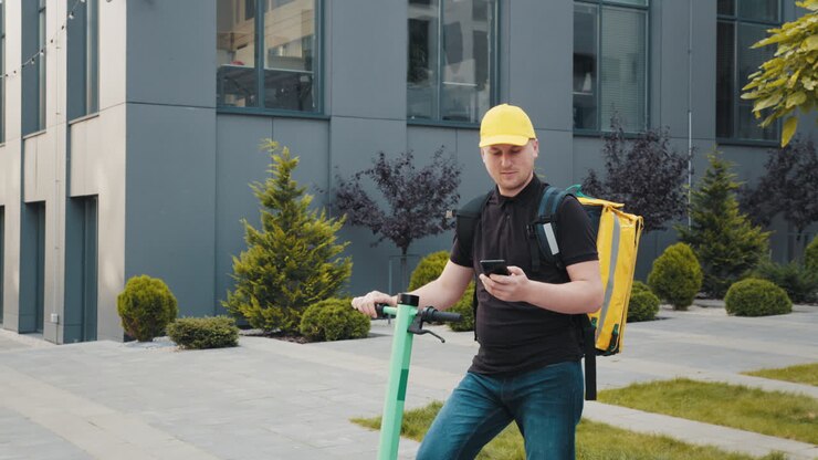 Delivery Person with Electric Scooter