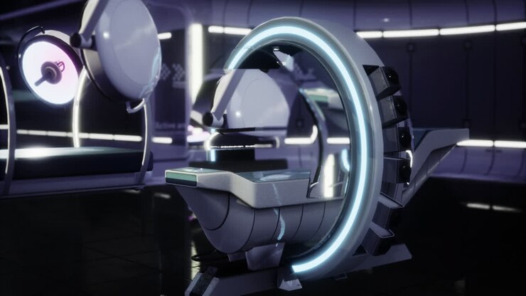Macchina avanzata per risonanza magnetica in una struttura medica futuristica che mette in mostra la tecnologia