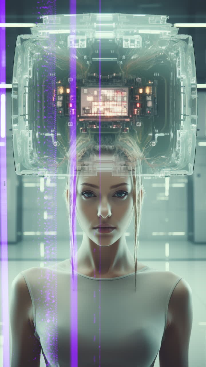 porcelain female statue dolls with audio speakers and headphones made with AI