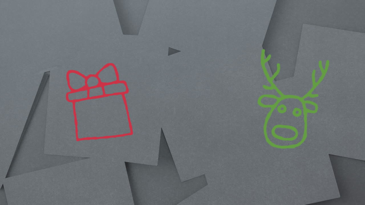 animación de dibujos a mano de decoraciones navideñas en fondo de papel blanco