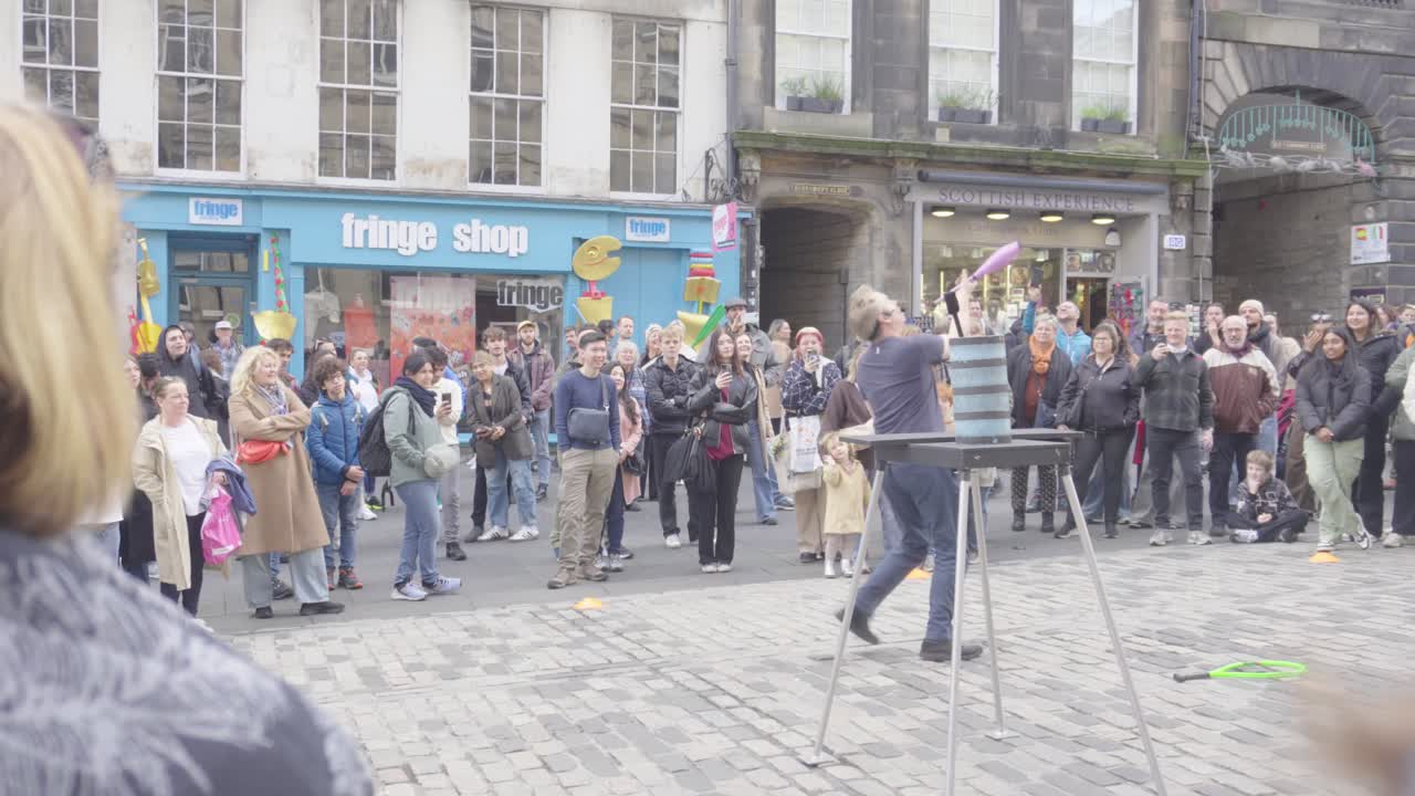 Street entertainment, famous tourism location, Scottish capital