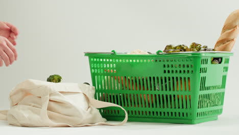 grocery shopping with reusable bag