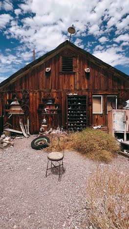 old wooden building in a desert landscape