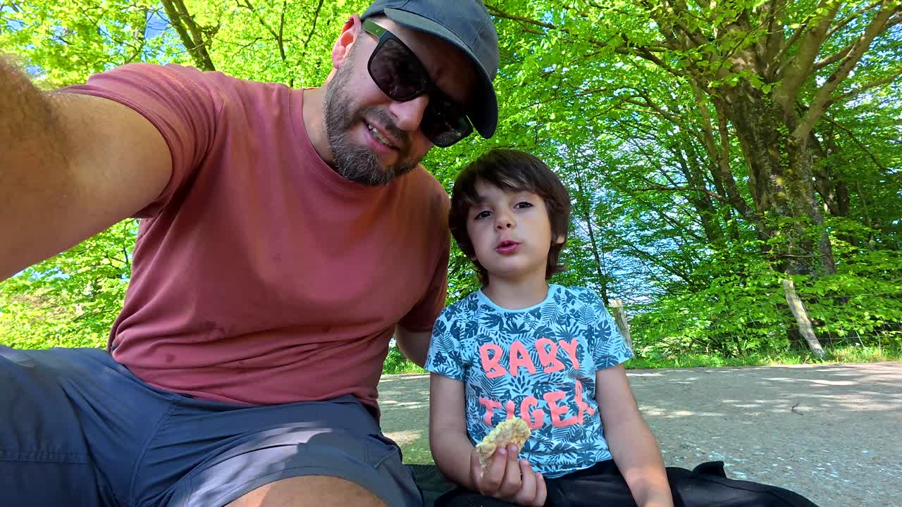 Father and son enjoying outdoors