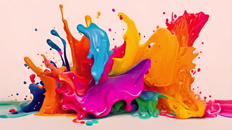 colorful paint splashes colliding in mid-air