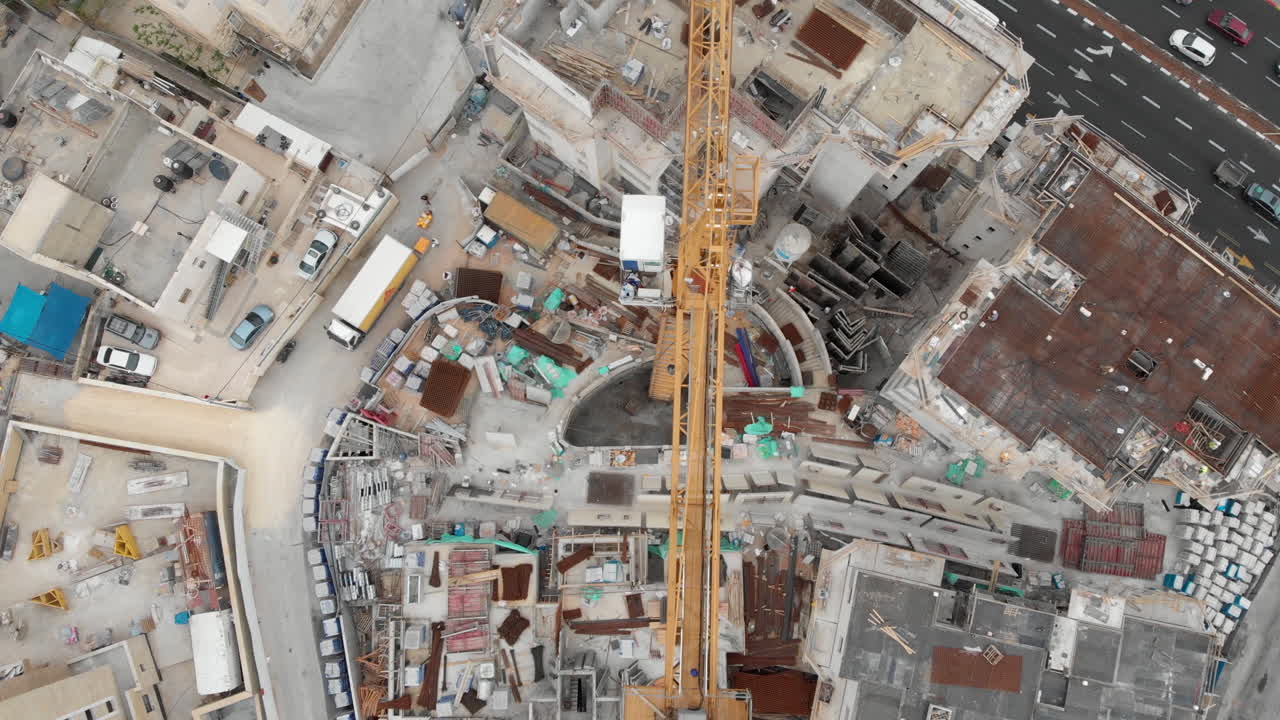 Jerusalem construction site and cranes Aerial view