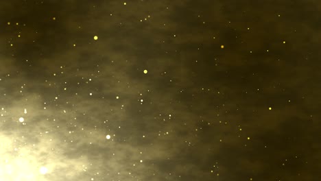 beautiful gold floating dust particles with flare on black background in slow motion. looped 3d animation of dynamic wind particles in the air with bokeh. stock video