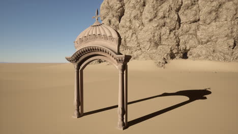 a stone archway in the desert