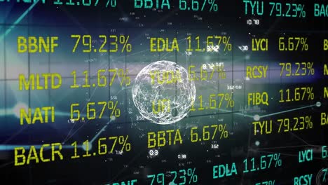 Animation-of-globe-with-connections-and-financial-data-processing